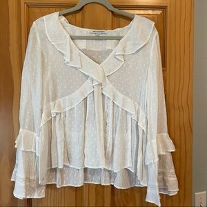 American Eagle White Boho Blouse/Long Sleeve. Great Condition.